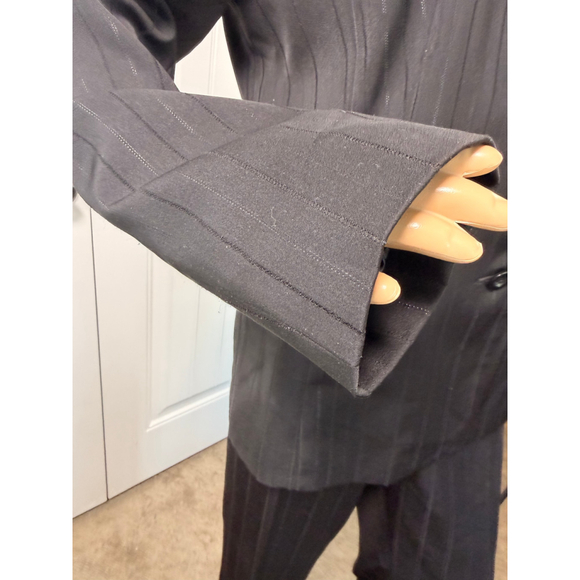 Women's Attention Black Pinstripe Pantsuit 2 Modern Professional Office Business - Picture 10 of 16